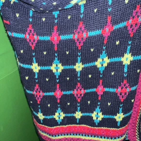 Marsh Landing Granny Knit Cottage Navy Pink Women's Cardigan M Vintage Grandma - Picture 7 of 16